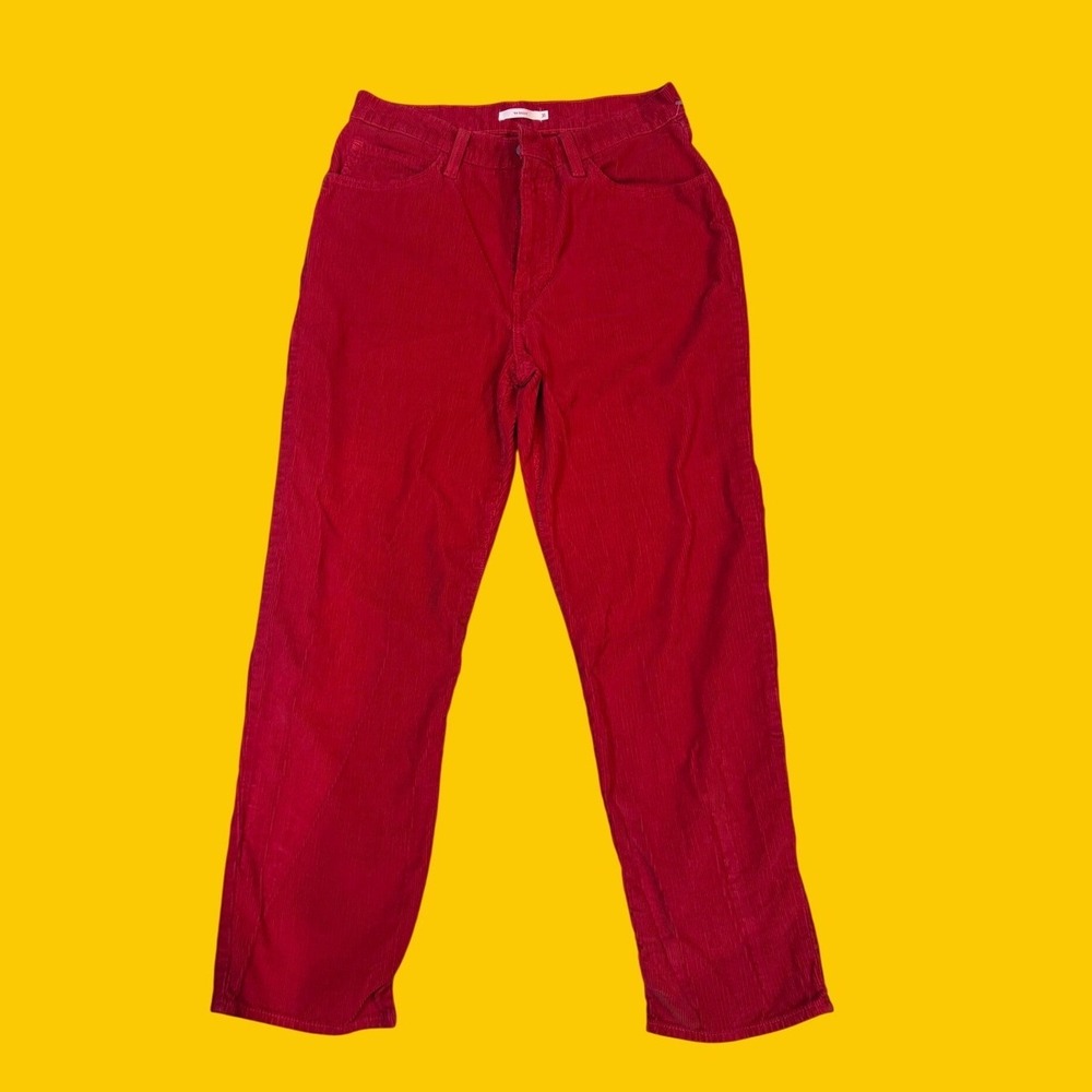 LEVIS 94 BAGGY Corduroy Pants 31 Red High Waisted Straight Leg